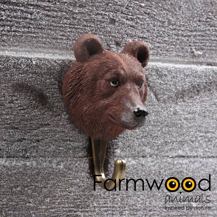 COAT HOOK HOOK'D! BEAR 5.5X7X11.5 CM FARMWOOD ANIMALS for wholesale by Imhof & Stevens BV