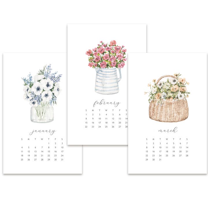 Me and Mary Shop - Wholesale Calendar - 2026 Calendar - Everyday in Bloom - Watercolor Flowers1