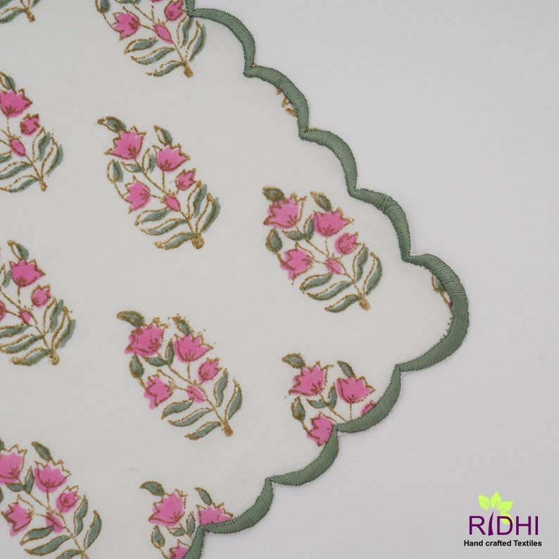 Fabricrush - Wholesale Dinner & Cloth Napkin - Punch Pink Uniform Green Embroidery Cotton Napkins3