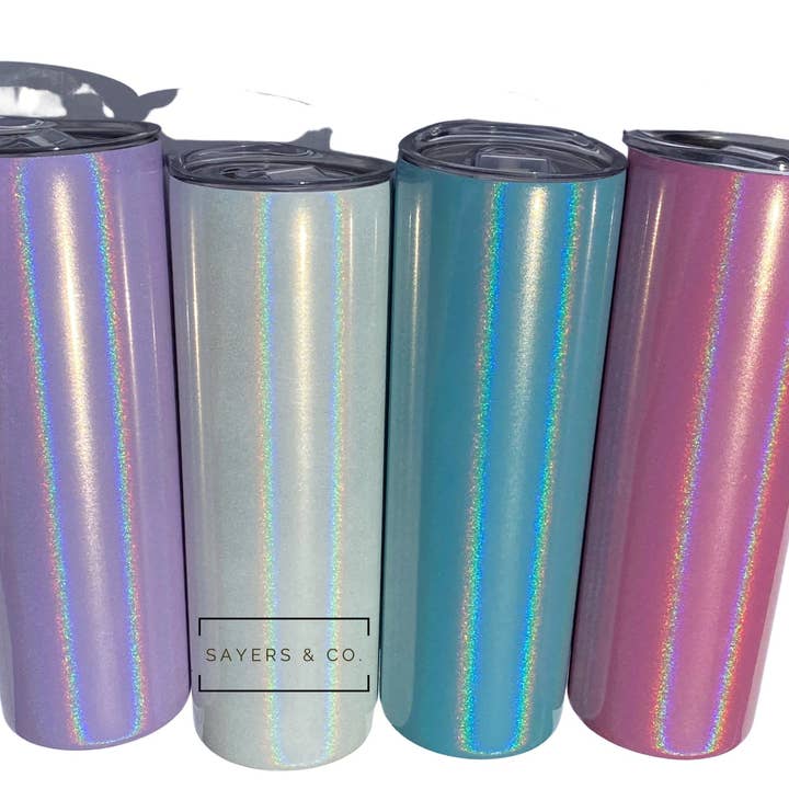 Sayers & Co. – Großhandel Thermotasse/-becher – Großpackung mit 10 - 20 oz Skinny Glitter Sublimation Blank Edelstahl Becher