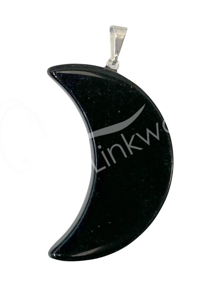 (PC)PENDANT - MOON OBSIDIAN, BLACK 1.4" for wholesale by Oceanic Linkways Inc