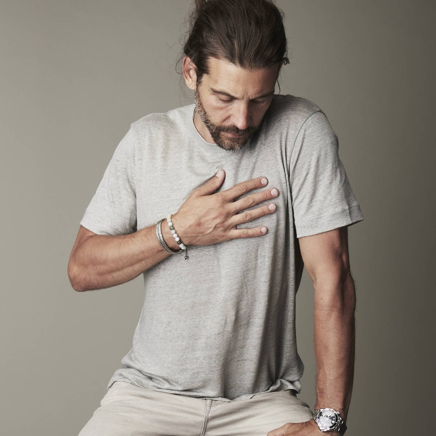 Bhoma - Mens Designer Jewelry - Wholesale Jewelry - Men's - Monday Stack: Mens Jade Beaded Bracelet & Sterling Silver Chain8