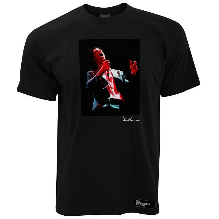T-shirt Nick Cave Live avec microphone pour homme pour la vente par Rock Photographers Collective