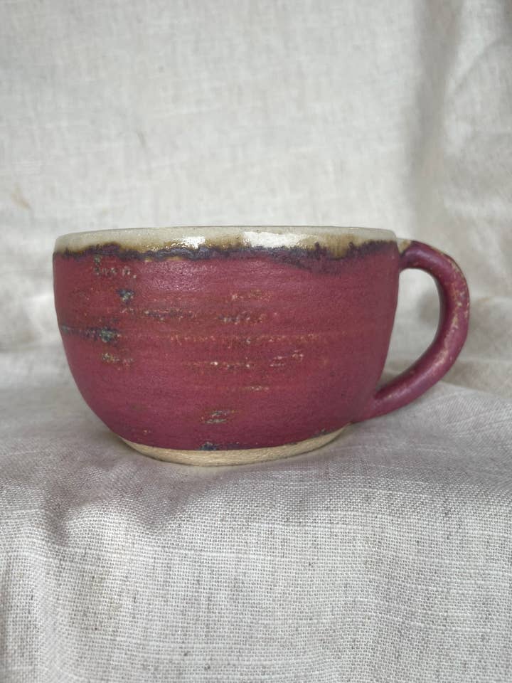Dark Pink Cappuccino Mug for wholesale by Charlotte Manser Ceramics