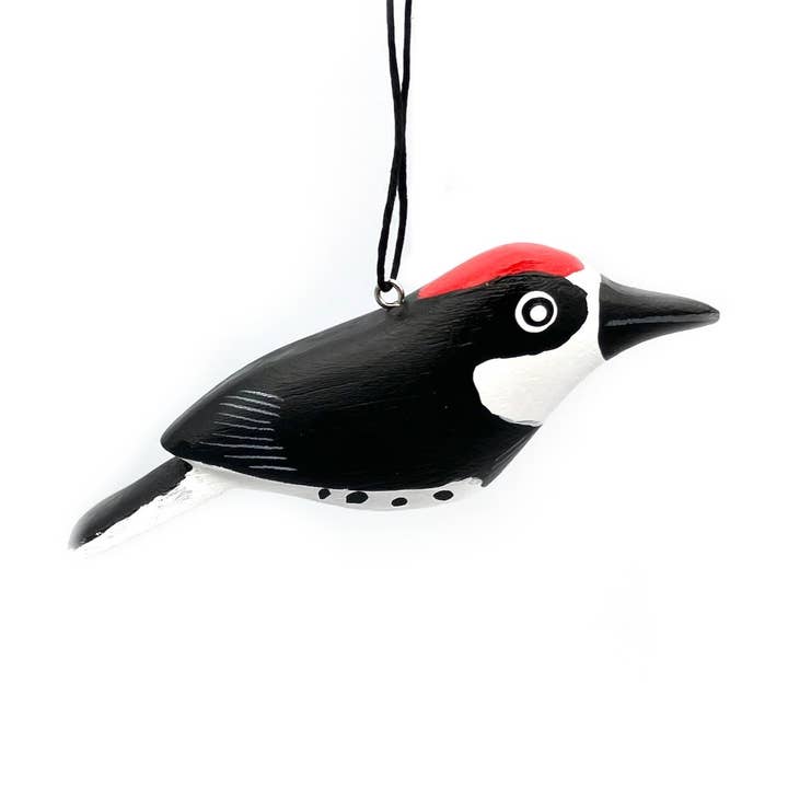 Acorn Woodpecker Balsa Ornament for wholesale by Women of the Cloud Forest