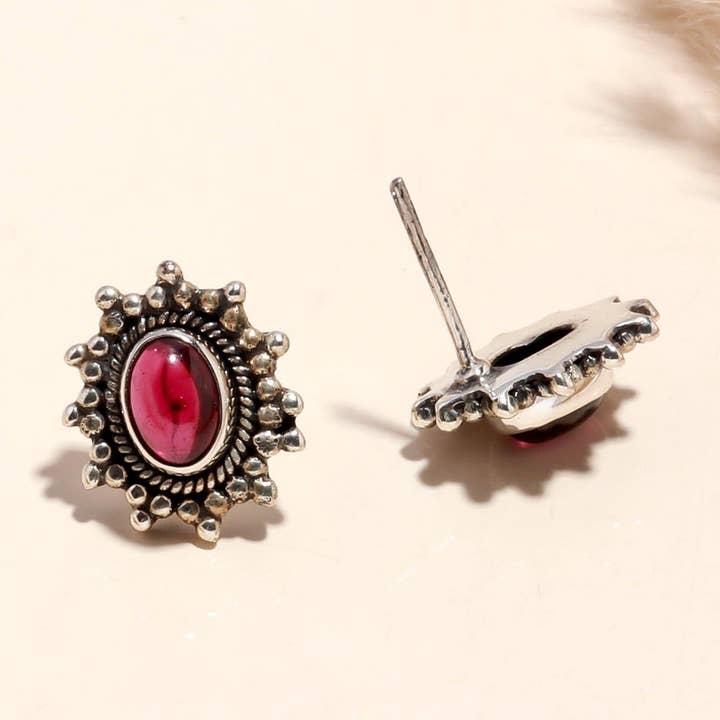925 Sterling Silber Granat Vintage Boho Ohrstecker für den Großhandel von AG 925 JEWELLERY