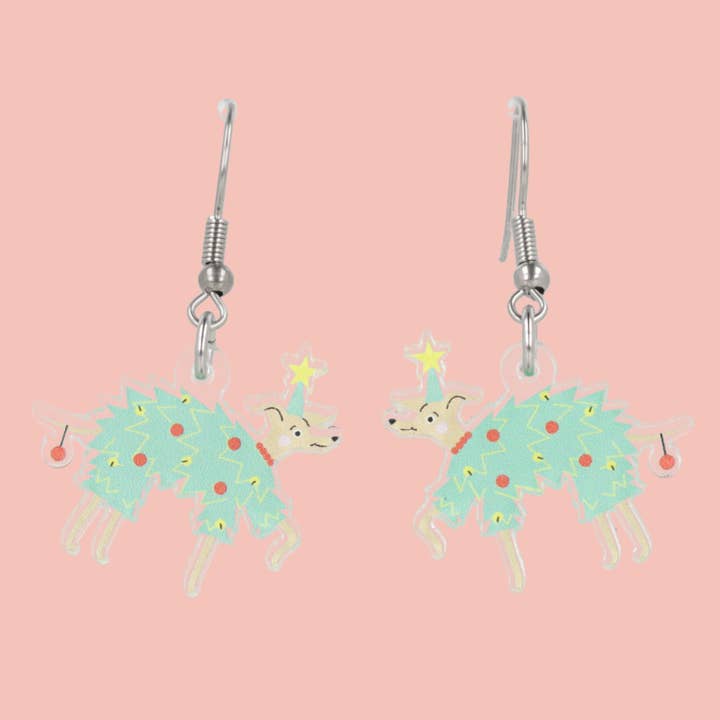 Santa's Little Helper Greyhound Earrings for wholesale by Sour Cherry