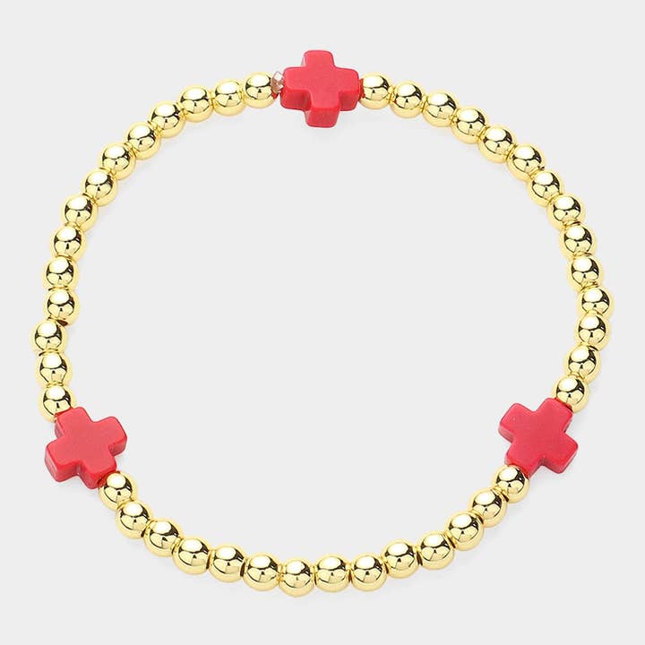 Sensibling Corp. - Wholesale Beaded Bracelet - Cross Pointed Stainless Steel Ball Beaded Stretch Bracelet
6