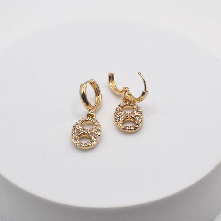 StarryNYC - Wholesale Huggie Earrings - Pig Nose Stone Huggie Earrings4