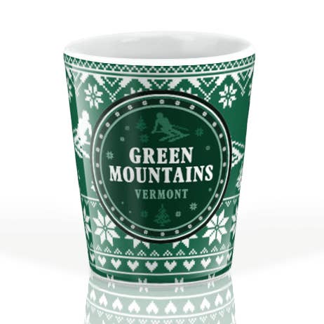 Nommer les motifs de Noël - Verre à shooter en céramique 2oz blanc pour la vente par Seasons Spirit