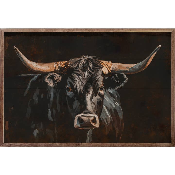 Kendrick Home - Wholesale Wood Wall Art - Black Longhorn