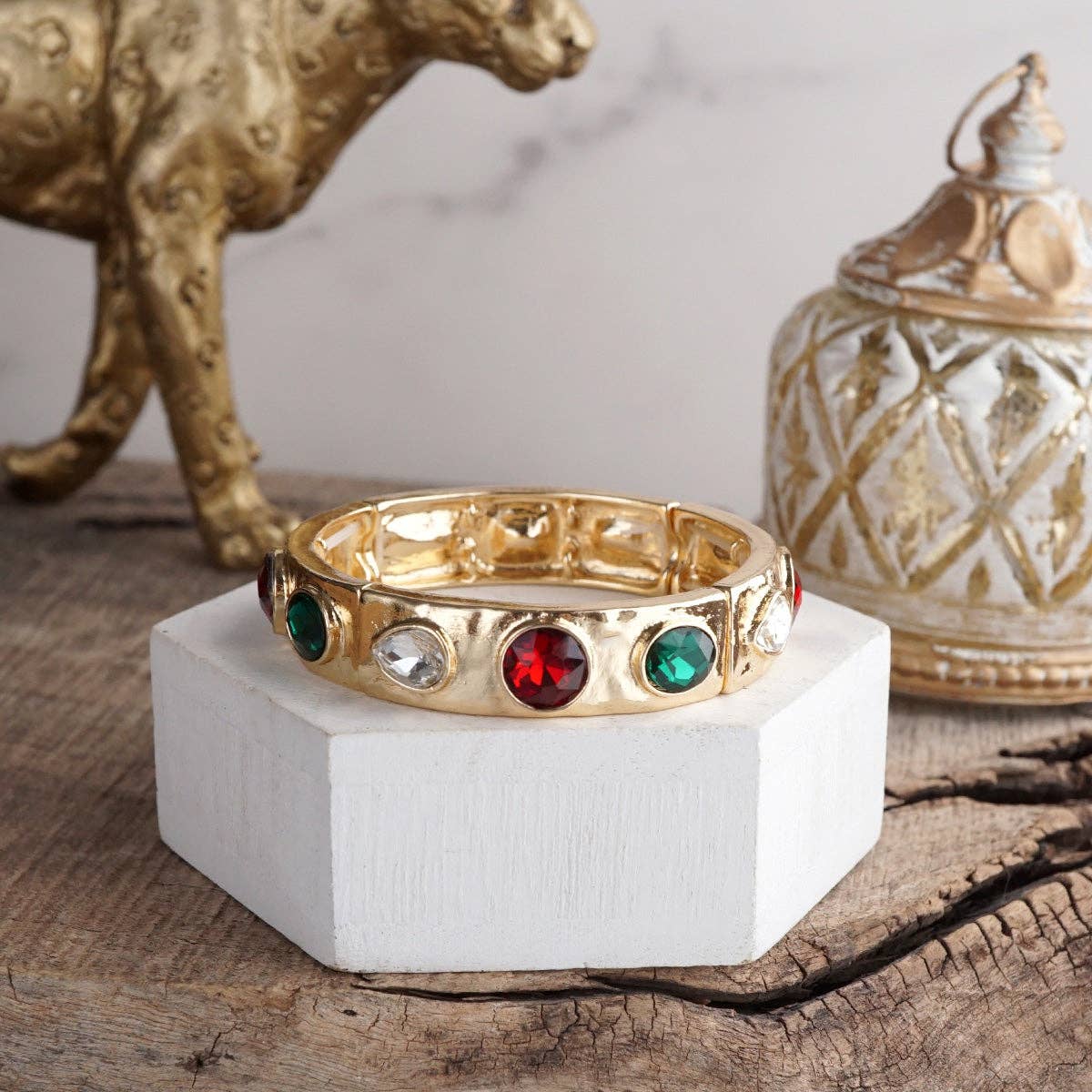 PennyLine inc - Wholesale Bangle Bracelet - Sparkly Crystal Stretch Bangles – Gold Tone with Color Options2