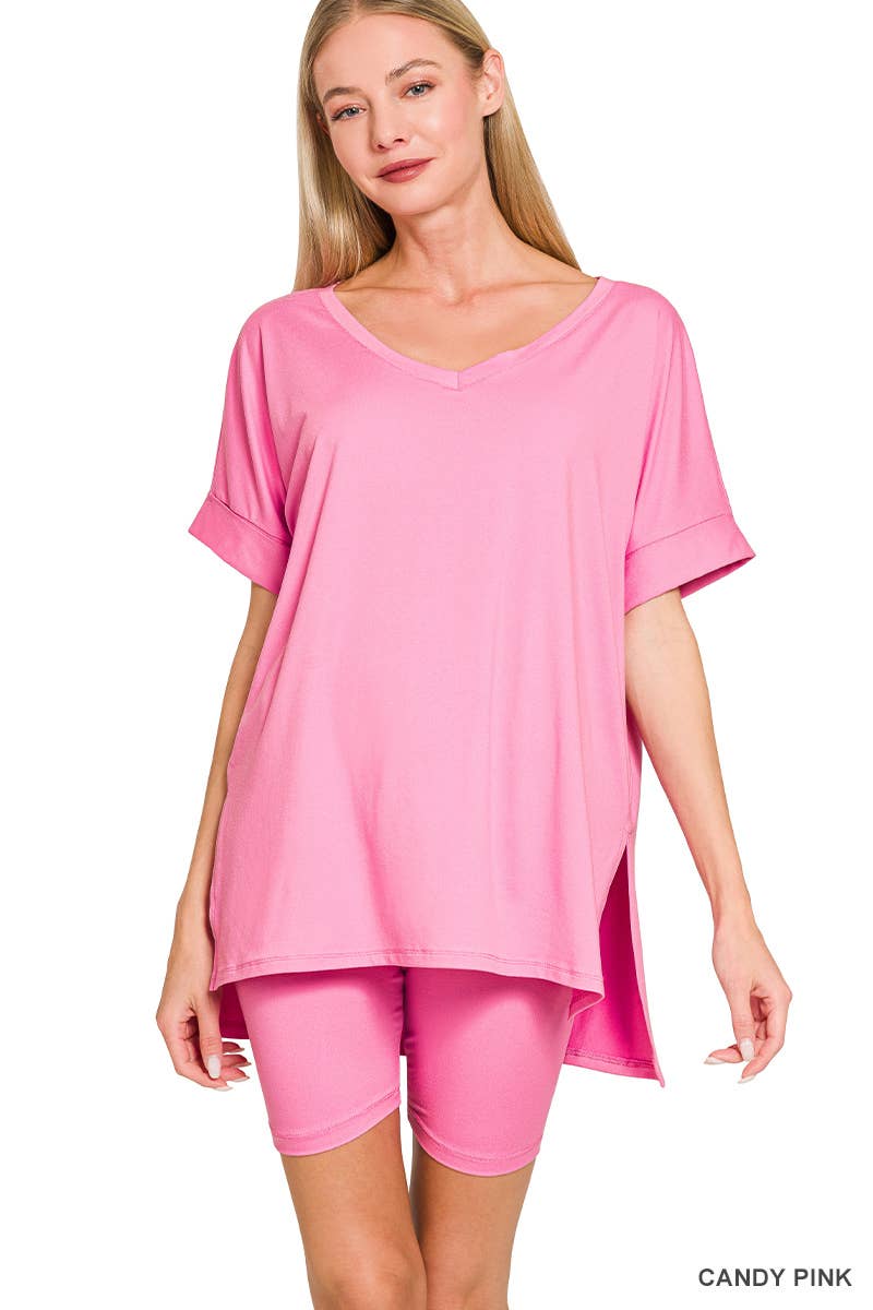 Vanilla Monkey - Wholesale Top & Short Set (NOT Loungewear) - Women's - Brushed Dty Microfiber V-neck Top And Biker Shorts19