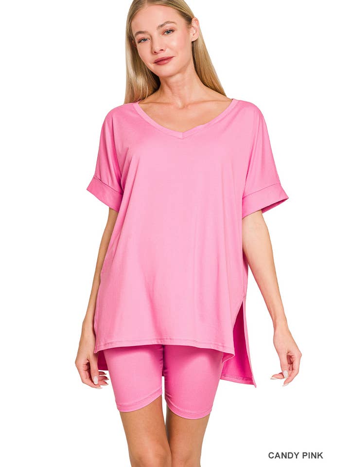 Vanilla Monkey - Wholesale Top & Short Set (NOT Loungewear) - Women's - Brushed Dty Microfiber V-neck Top And Biker Shorts27