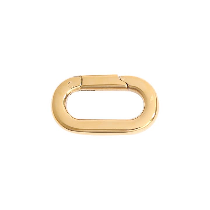 WJW - Wholesale Clasp - 18K Gold PVD Stainless Steel Oval Carabiner / ENC00307