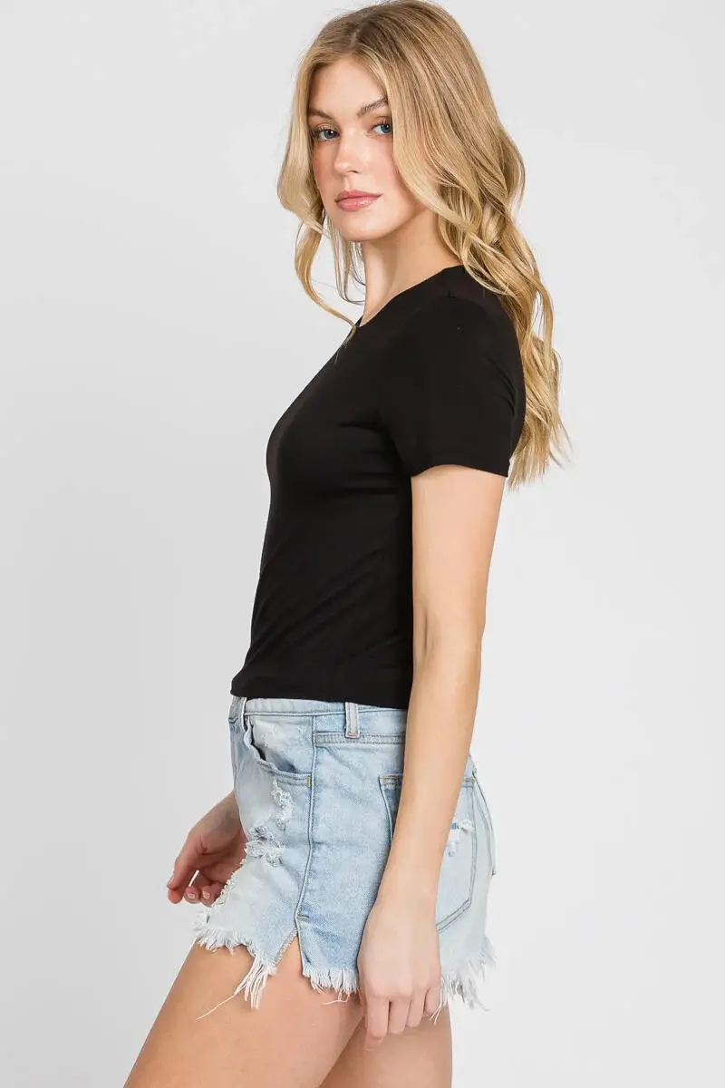Final Touch - Wholesale Knit Top - Women's - Rayon Modal Basic Crop Top - T3107349