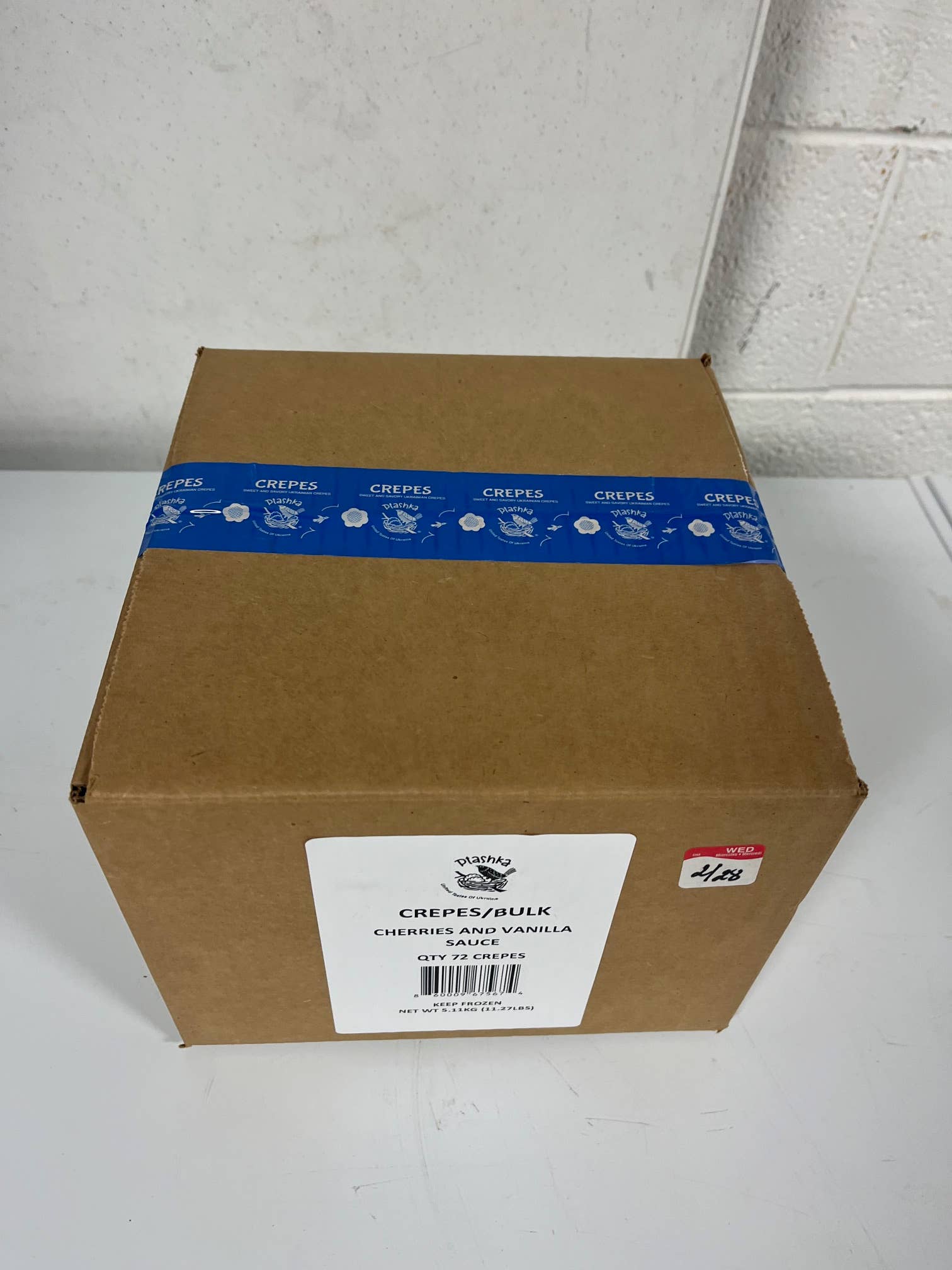 Ptashka - Wholesale Shelf Stable Prepared Meal - Bulk Cherry & Vanilla Sauce Crepes 72 ct Frozen Fully Cooked6