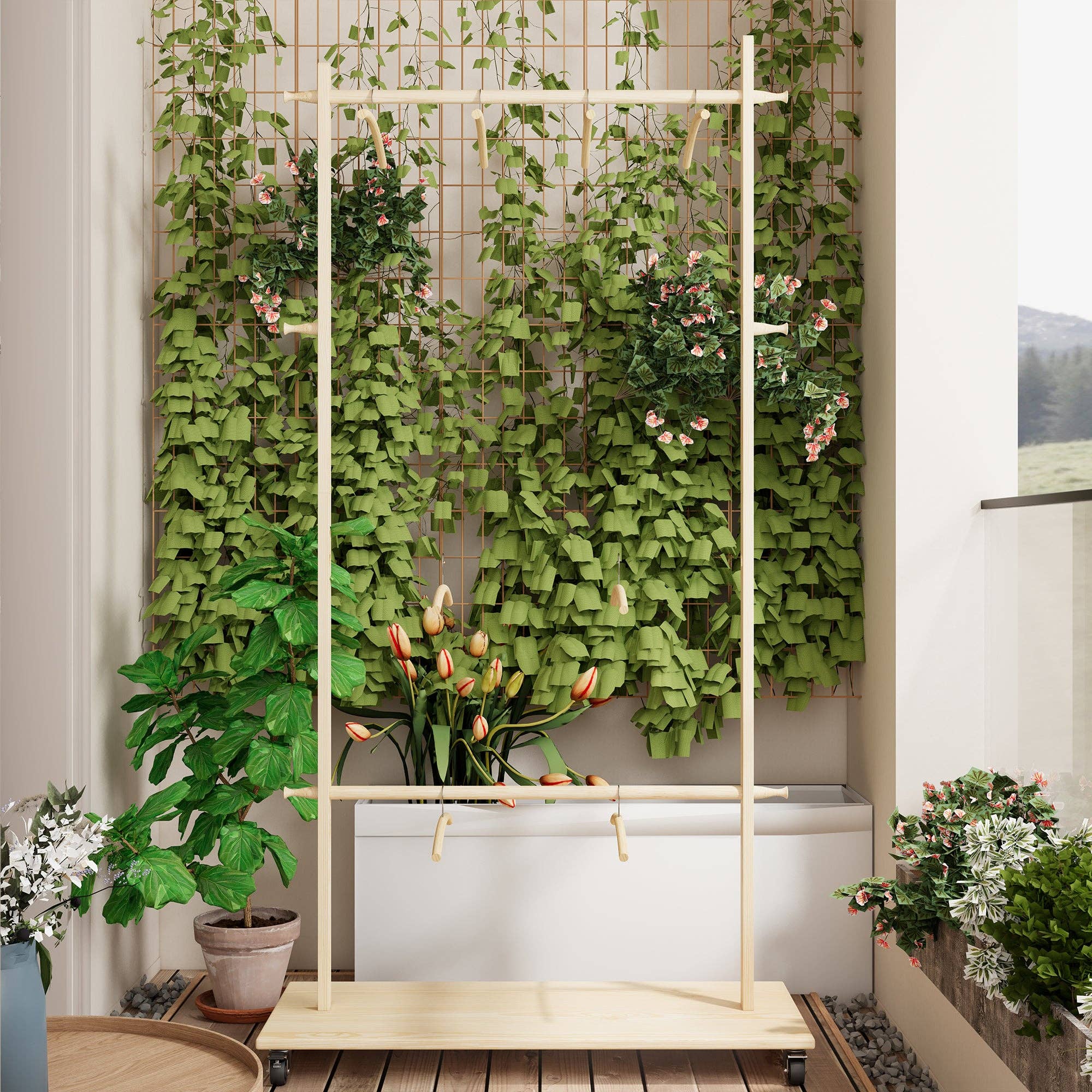 39F Inc. - Wholesale Clothes Hangers - Solid Wood Garment Rack with Shelf, Wheels & 6 Hangers12