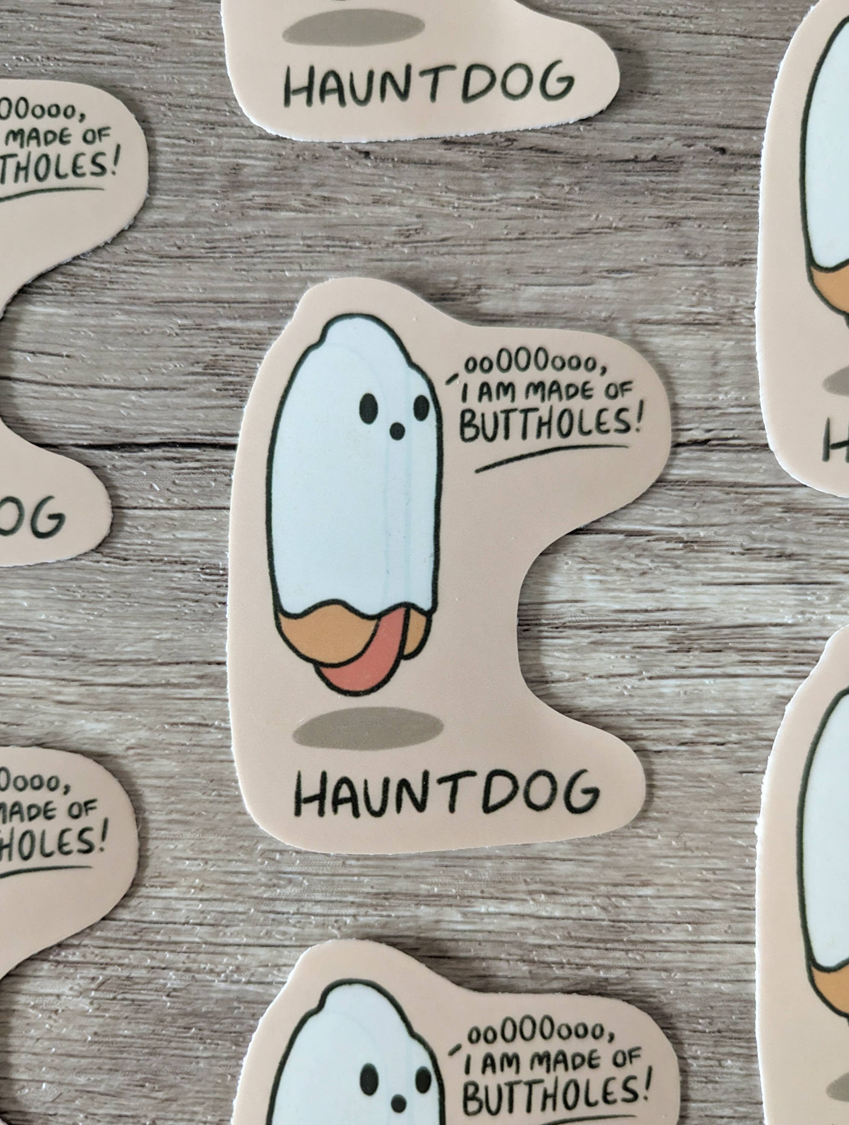 Sadsquatch - Wholesale Sticker - Haunt Dog - Cute Hotdog Ghost Funny Vinyl Sticker1