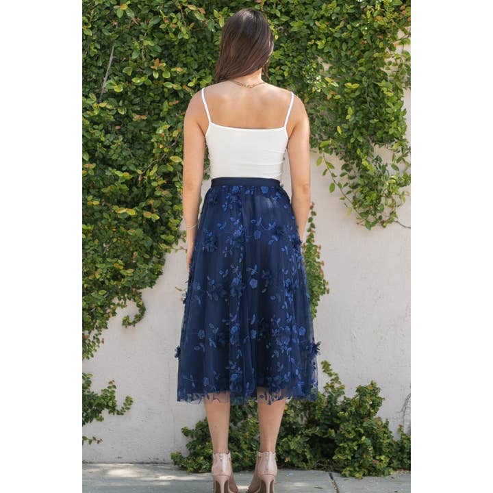 Verte – Saia - Mulher por atacado – SAIA MIDI FLORAL 3D BORDADO_78S20541