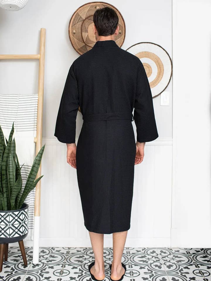 Lotus Linen - Vente Peignoir – homme - Peignoir de bain en nid d'abeille pour homme - Absorbant, léger15