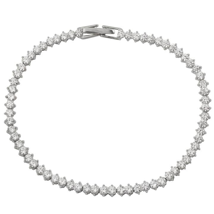 Rhodium Plated Sterling Silver 2.5mm CZ Tennis Bracelet for wholesale by Dlux Jewels