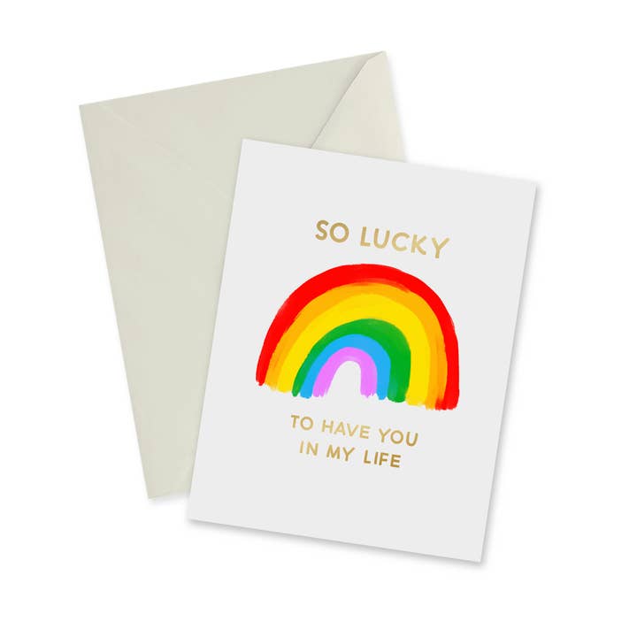 So Lucky - Rainbow - Notecard for wholesale by doodles.ink.
