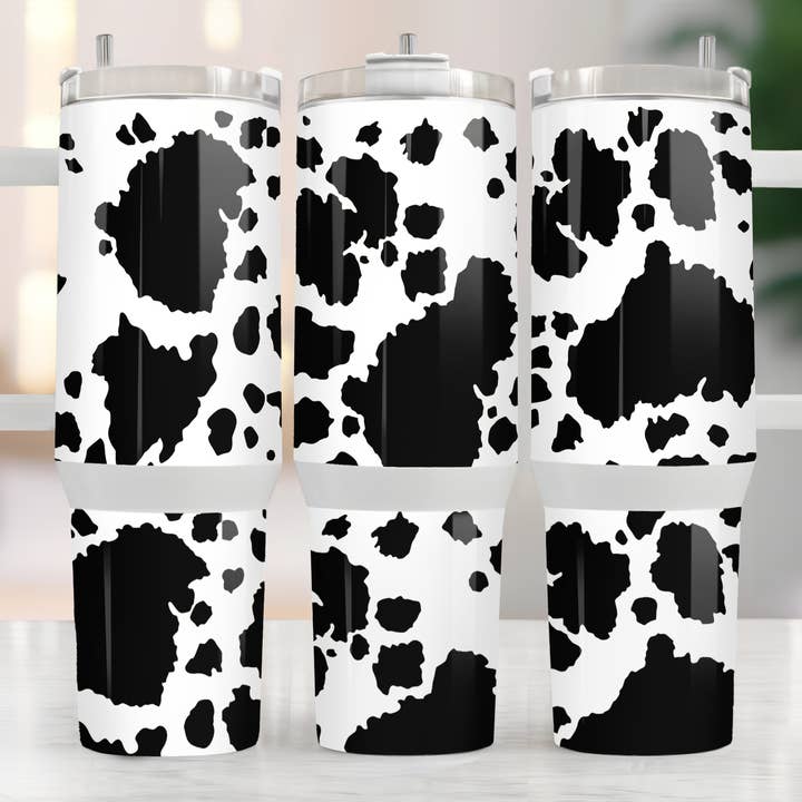 40oz SORT HVID KOPRINT TUMBLER for engroshandel hos Mama’s Grit and Grace