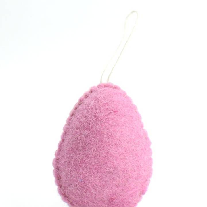 Woollyfelt - Wholesale Decorative Tabletop Object - Easter Pink Felt Egg with Flower | Set of 101
