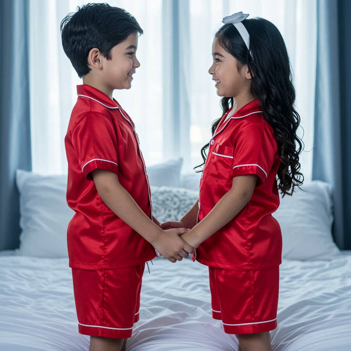 Luxury Satin Flower Kids Pyjamas Set  and other Purchase wholesale children's pjs. Free returns & net 60 terms on Faire trending on Faire.