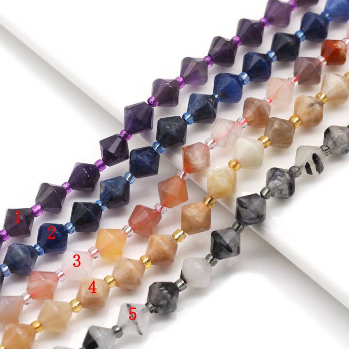 Genuine Bicone Faceted Gemstone Beads, Sku#U1391 for wholesale by BestBeads&Beyond