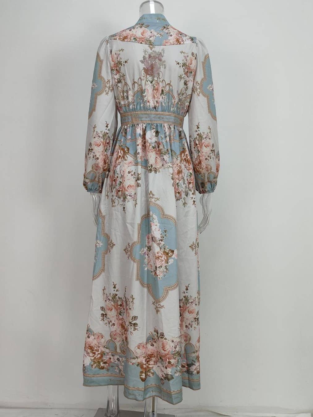 Decor Vintage Boho Floral Print Pleated Dress for wholesale on Faire2