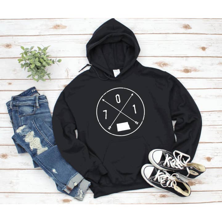North Dakota 701 Hoodie for wholesale by 85th Avenue Shop