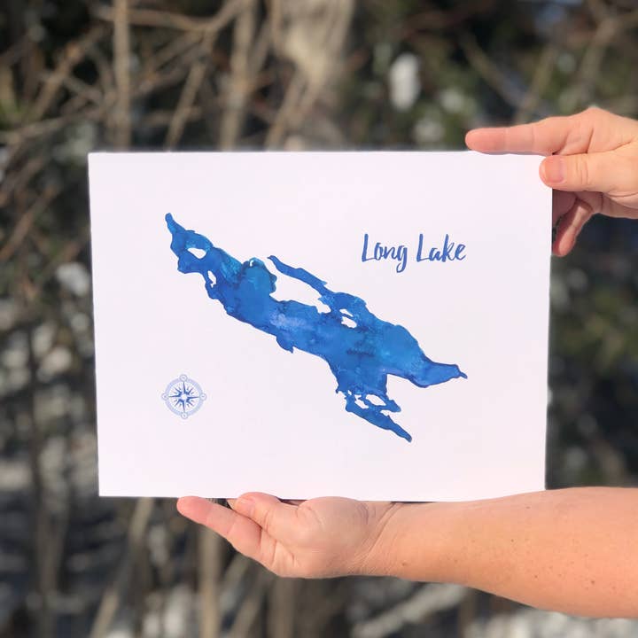 Long Lake//Stampa artistica ad acquerello per la vendita all'ingrosso da parte di Heirloom Island