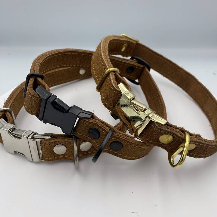 Collare Universale Con Pelo Di Mucca 18 mm - Marrone per la vendita all'ingrosso da parte di Kenjan Læderværksted