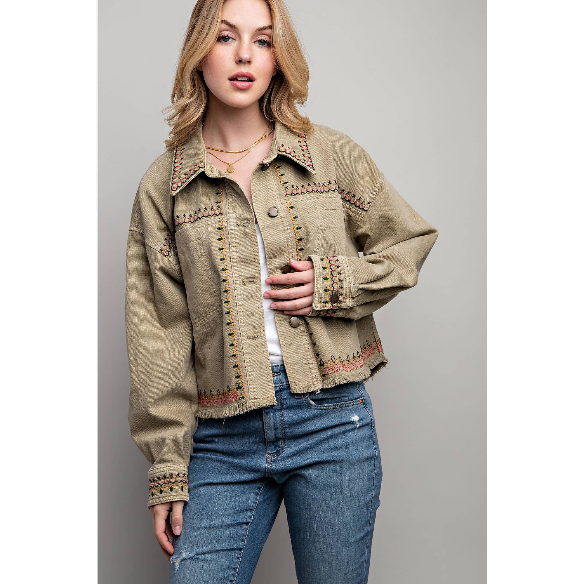 Sweet Generis - Vendita all'ingrosso Giacca a camicia - Donna - Giacca in cotone lavata con ricami - vestibilità junior5