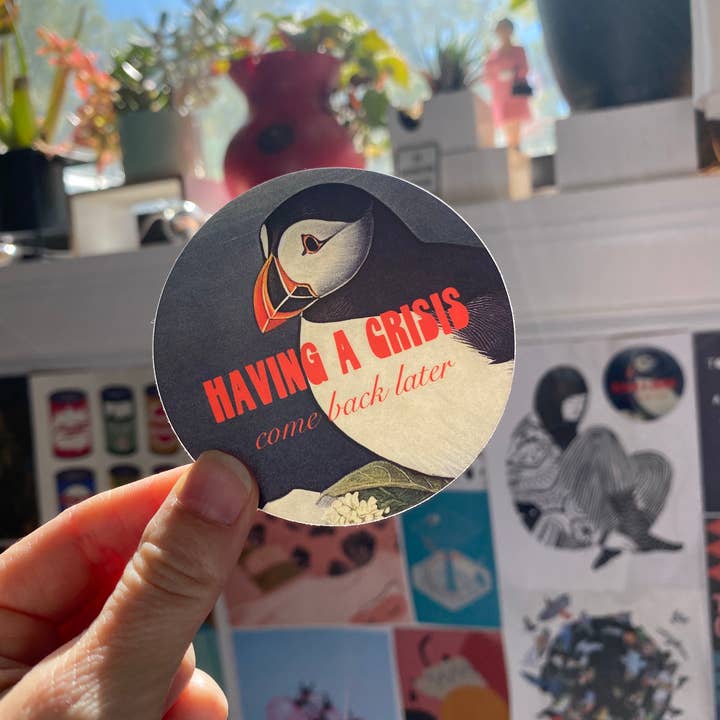 The Coin Laundry - Wholesale Sticker - Having a Crisis Come Back Later Funny Bird Sticker1