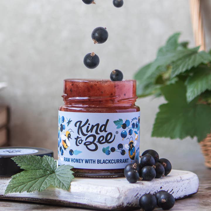 Kind to Bee - Wholesale Honey - Raw Honey with Blackcurrant, Cruelty-Free, glass jar3