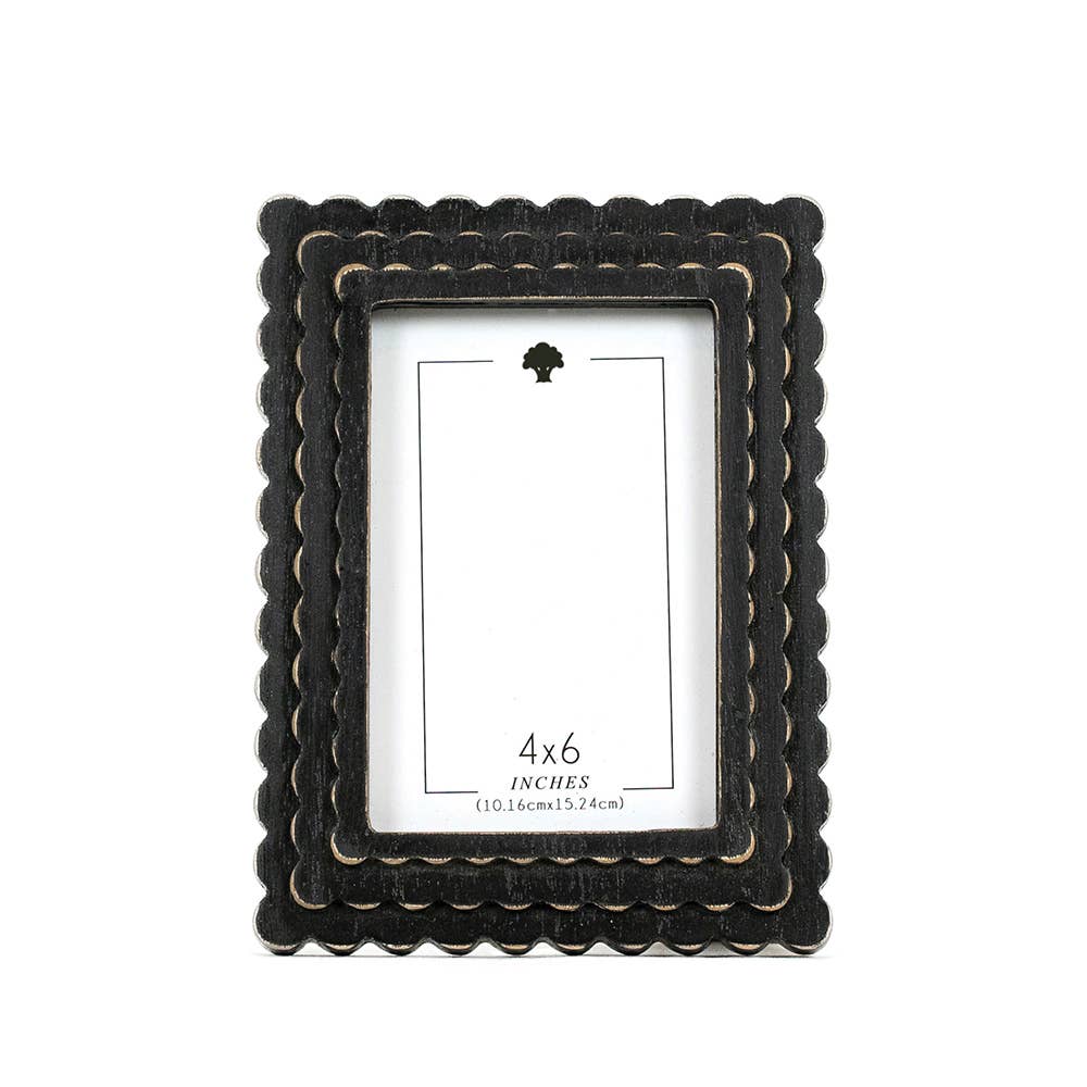 Devanie At Home (Formerly Adams & Co.) - Wholesale Picture Frame - 17021 - 6x8x1 wood scallop photo frame (4x6) black 12088