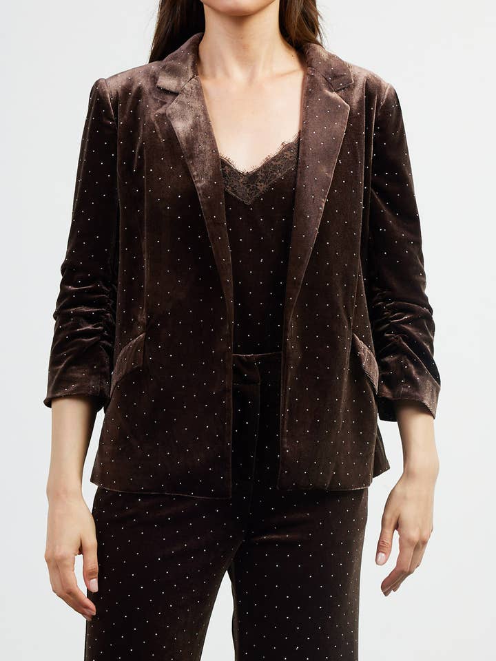 Rhinestone Velvet Blazer
for wholesale by SKIES ARE BLUE