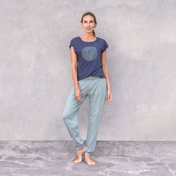 Jaya - Wholesale Screen Printed T-Shirt - Women's - Om yoga shirt, Om spiral front print, melange look, dance, yoga5