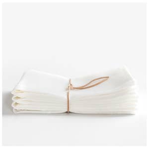 KAF Home Feast Dinner Napkins,Set of 12 Oversized, Easy-Care, Cloth Napkins, 18 x 18 in., White