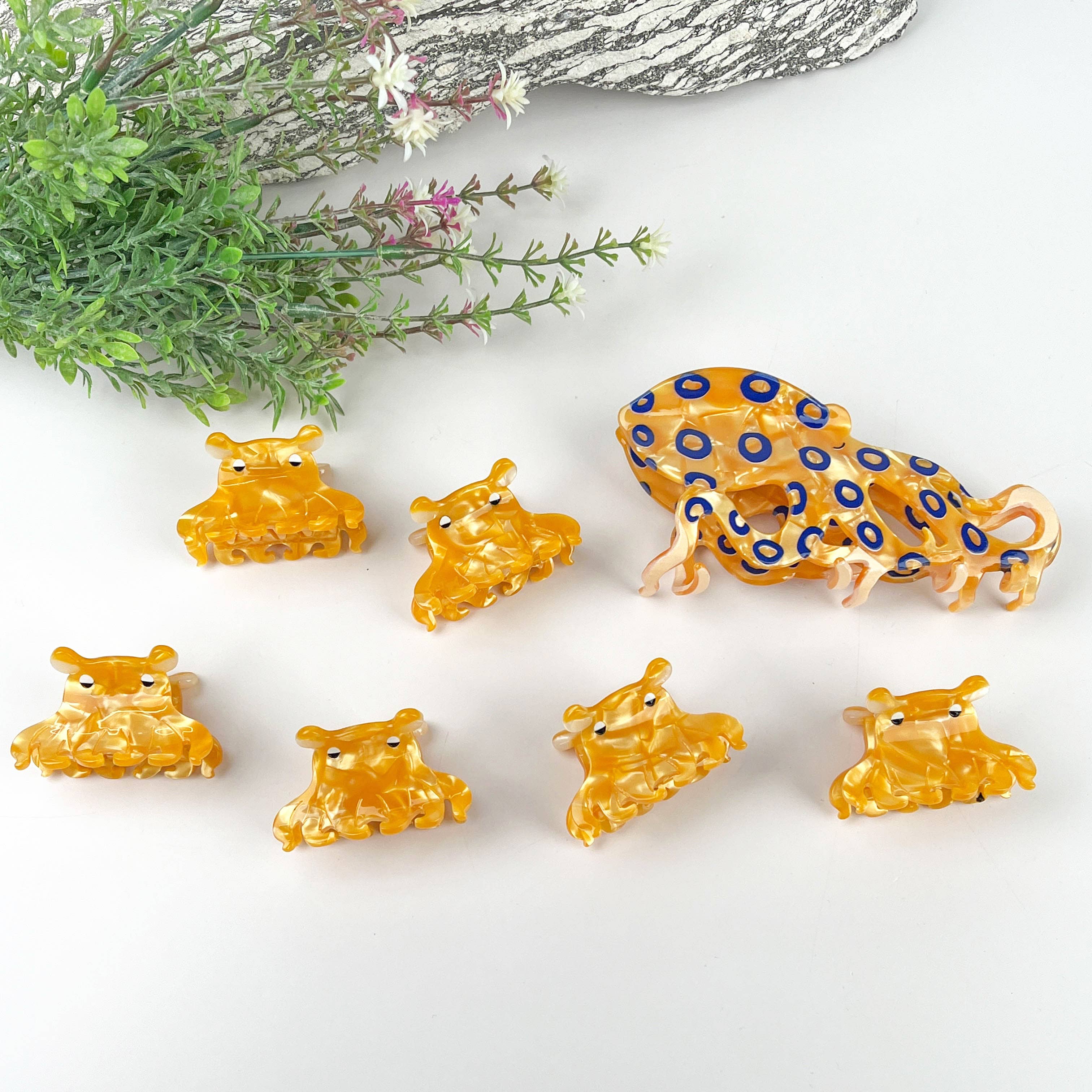 mildstyles - Vente Pince à cheveux – femme - Pince à cheveux pieuvre à anneaux bleus et petites pieuvres Dumbo3