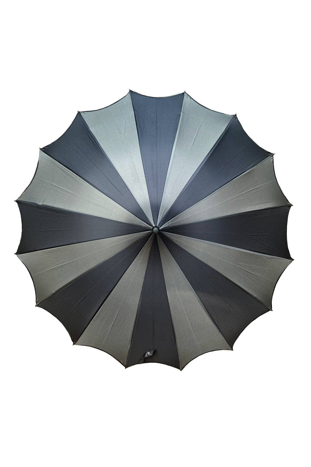 vampirefreaks - Wholesale Umbrella - Unisex - Batwing Pagoda Umbrella [BLACK/GRAY STRIPED]3