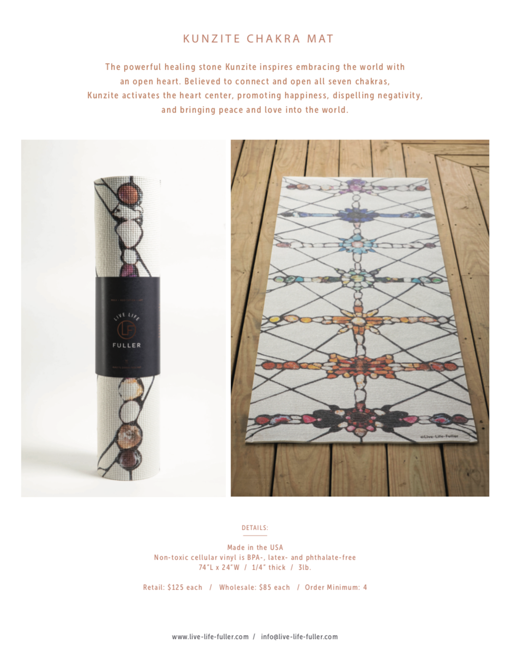 Live Life Fuller - Wholesale Yoga Mat - Kunzite Chakra Yoga Mat9