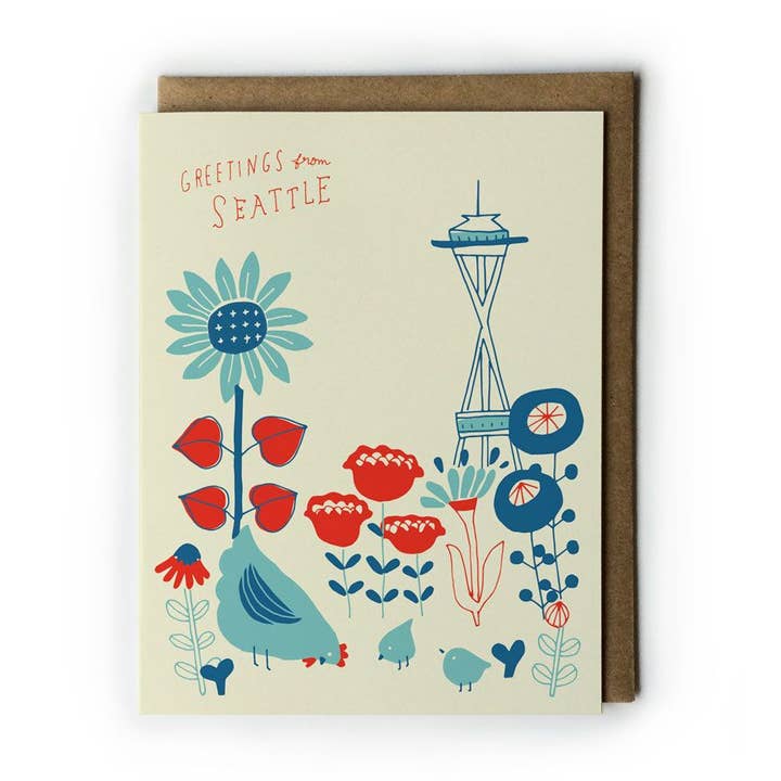 Honeyberry Studios - Vente Carte de vœux classique - Carte de vœux vintage Chicken From Seattle0