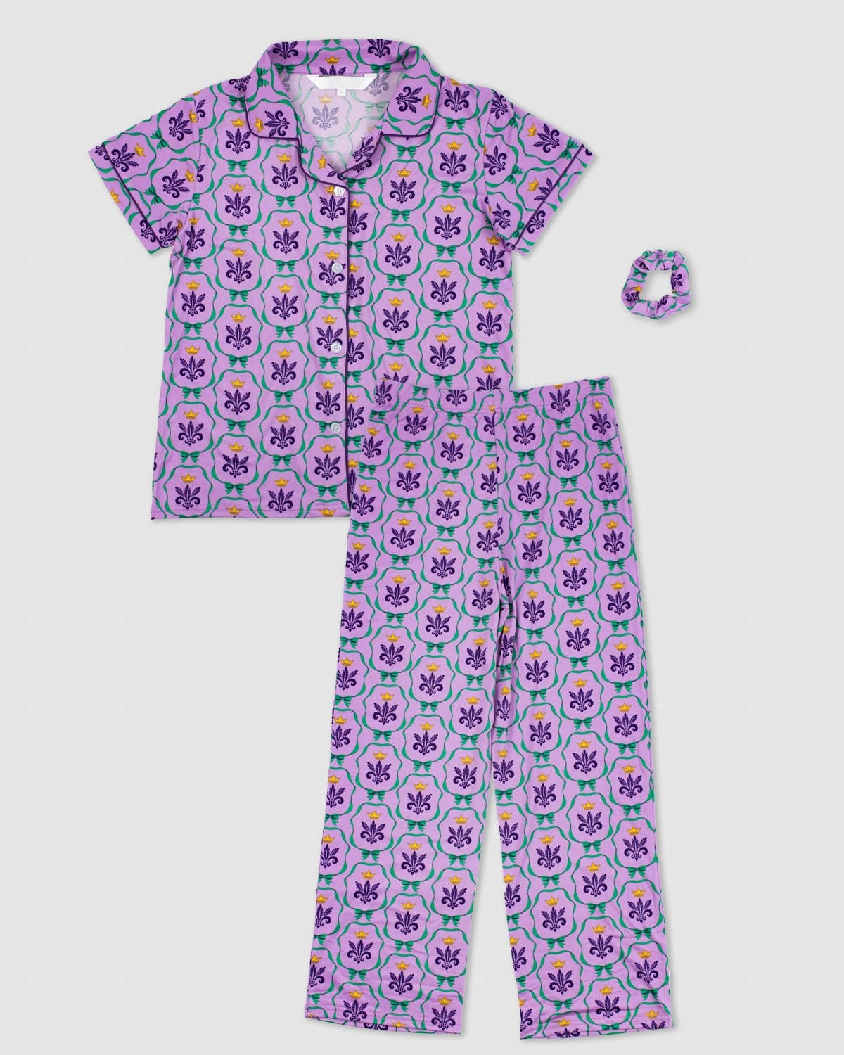 The Royal Standard - Wholesale Pyjamaset - Kinderen - Meisjes Mardi Bow Slaapbroekenset Lichtpaars/Multikleur Set van 3 -Assorti.4