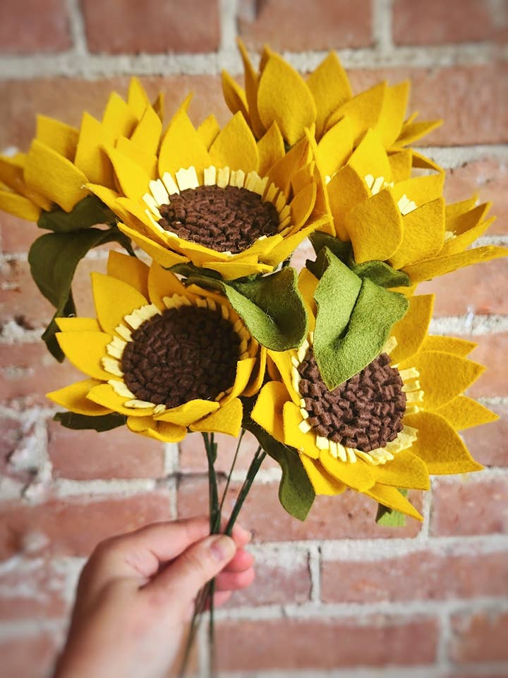 Felt Sunflower for wholesale by Madymae Felt Florals