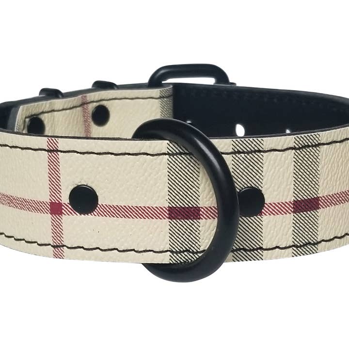 1.5" Classic Plaid Leather Dog Collar for wholesale by RAD N BAD COLLARS