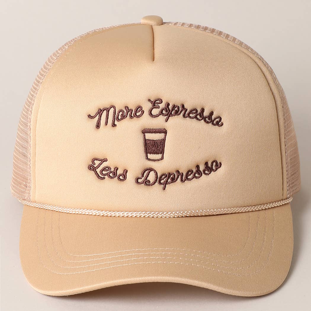 Fashion City - Wholesale Trucker Hat - Women's - More Espresso Less Depresso Embroidery Trucker Hat0